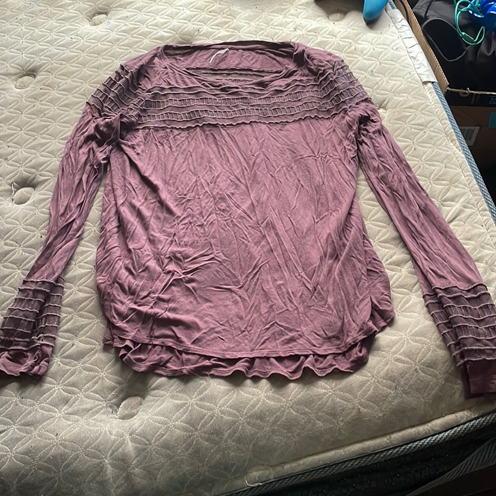 Cute Free People plum mesh shirt